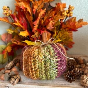 Farmhouse Autumn Harvest Crocheted Stuffed Pumpkin
